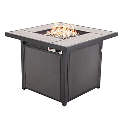 Grand Patio Outdoor Gas Fire Pit Table 32 Inch Ceramic Tile Tabletop Propane Square Fire Table with Cover/Lid for Patio Up to 40,000 BTU Heat