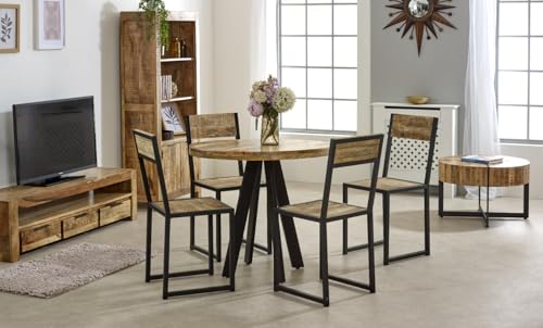 Brighton Round Mango Wood Dining Table for 4, Fully Assembled Kitchen Table for Home and Restaurant Use - Image 8