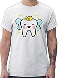 Karneval & Fasching Kostüm Outfit - Zahnfee mit Krone - XXL - Weiß - t Shirt Zahnfee - L190 - Tshirt Herren und Männer T-Shirts