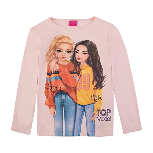 TOP MODEL Niña Camiseta de Manga Larga con Christy & Miju 75065 Rosa, Talla 152, 12 años