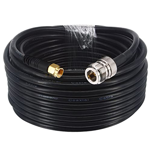 Boobrie RP-SMA Kabel Stecker auf N Buchse 15M Koaxialkabel RG58/U Antennenkabel Helium Stecker N Buchse auf RP-SMA Stecker Geringer Verlust Verlängerungskabel für WiFi 4G LTE LoRa Antenna Helium