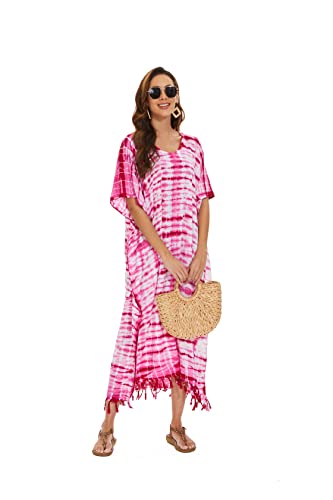 Image of Beautybatik Women Hippie Tie Dye Caftan Kaftan Loungewear Maxi Plus Size Long Dress XL to 4X