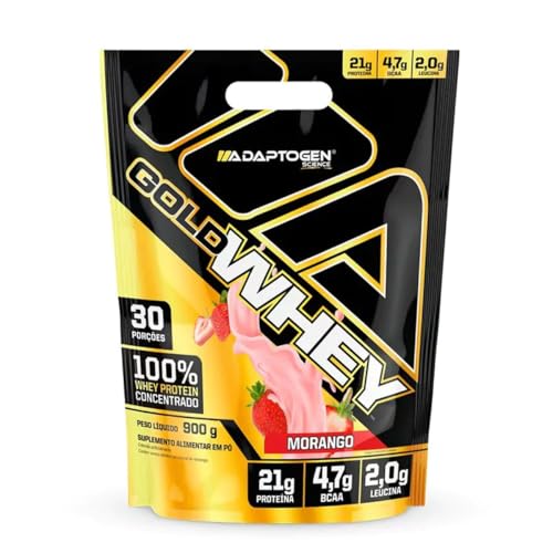 Gold Whey Refil (900g), Morango, Adaptogen