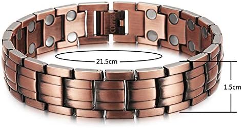 RainSo Men's Copper Bracelets Double Row Magnetic Bracelet for Men Copper Magnetic Wristbands with Removal Tool & Jewelry Gift Box - Image 3