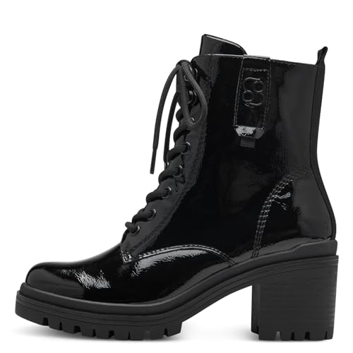 s.Oliver Damen Stiefeletten zum Schnüren mit Blockabsatz Herbst, Schwarz (Black Patent), 40 EU