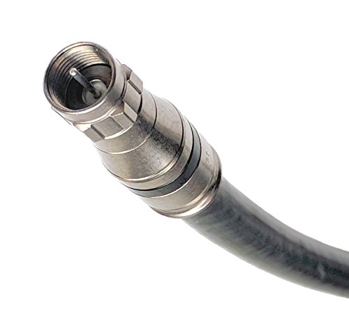 PHAT SATELLITE INTL 75ft Black Tri-Shield Direct Burial Underground RG-11 Coaxial Cable 14AWG 75 Ohm Gel Braided Anti-Moisture and Condensation Compression Connectors Assembled in USA