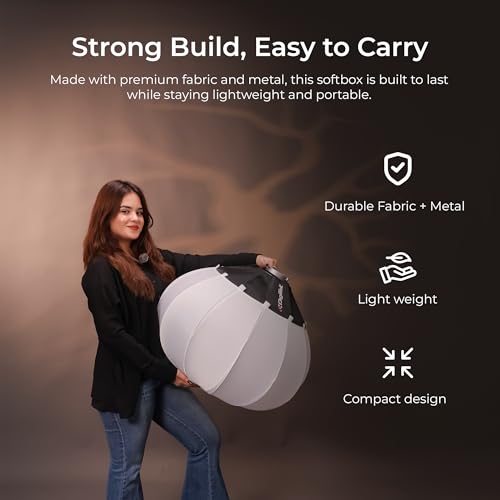 Image of Digitek (DLSF 65) Rounded 65cm Lantern Softbox with Bowens Mount, 270 Omni-Directional, Light Quick Setup, Click Lock Design, Optional Skirts Fabric and Metal Build