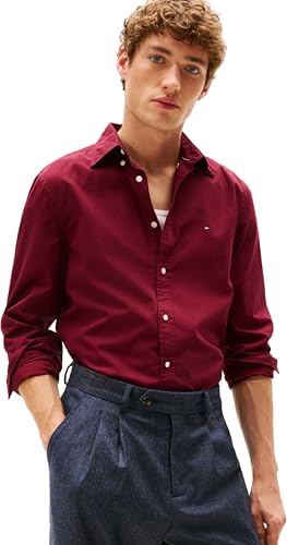 Tommy Hilfiger Men's, Flex Poplin Solid Rf Shirt MW0MW37550, L/S Shirt, Burgundy, L – Ansicht 1