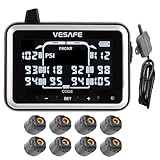 VESAFE TPMS, Wireless Tire Pressure Monitoring System for RV, Trailer, Coach, Motor Home, Fifth Wheel, Including 8 Anti-Theft sensors.