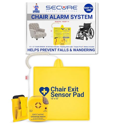 Secure Safety Solutions Chair Alarm for Elderly Dementia Patients - Caregiver Alert Monitor and Pressure Sensor Pad - Wheelchair Exit Monitoring Kit, Wandering and Fall Prevention Alarms for Seniors