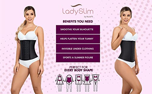 Lady Slim Fajas Colombianas Reductoras Y Moldeadoras Para Mujer Underbust Latex Waist Trainer Hourglass Body Shaper For Women Black V2 S #TOP6