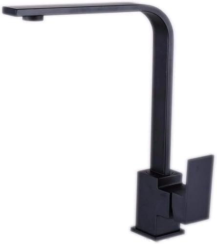 Kitchen Mixer tap Black Kitchen Sink Dishwasher Faucet Square hot and Cold Water Mixing Rotation Needed
