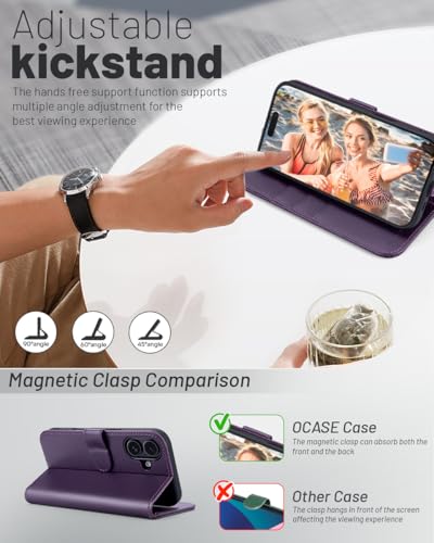 OCASE for iPhone 16 Case, PU Leather Wallet, Magnetic Flip Folio Cover with RFID Blocking, Card Holders, Shockproof TPU - Image 3