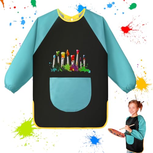 OSDUE Malschürze für Kinder, Kinderschürze mit Taschen, Malkittel...