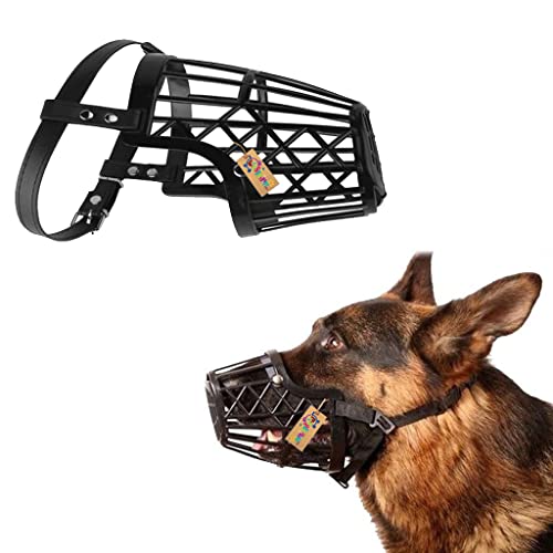 Image of Western Era Adjustable Strap Muzzle Cum Basket Cage Cum Pet Safety Collar Cum Mouth Cover for Dog /Puppy. (Black) (X-Small)
