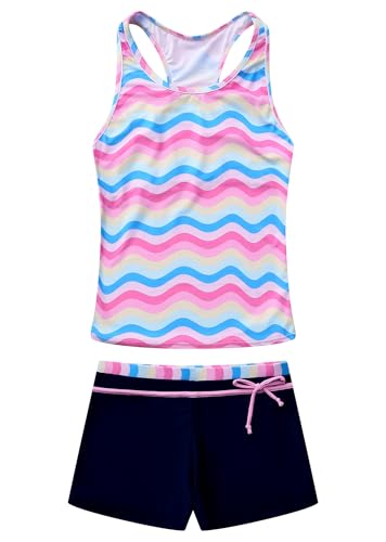 Image of Little Girls' Summer Swimwear Two Piece Boyshort Tankini Kids Swimsuit