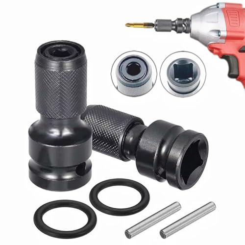 Image of Sunkizzrs 2-Set Rapid Release Converter-1 /2 inch Square Drive to 1 /4 inch Hex Female Socket Adapter-Quick Release Impact Bit Holder-Drill Chucks Adaptor Conversion for Impact Wrench included Ring & Rod