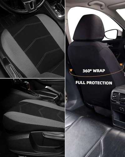 TOYOUN Universal Autositzbezüge für Vordersitze - Sitzbezüge Auto Atmungsaktiv Sitzschoner Auto - Schonbezug Autositz Vorne 2er Set Autozubehör, Grau