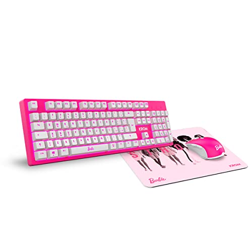 Pack gaming rose avec clavier LED blanche et souris optique 6400 DPI KROM