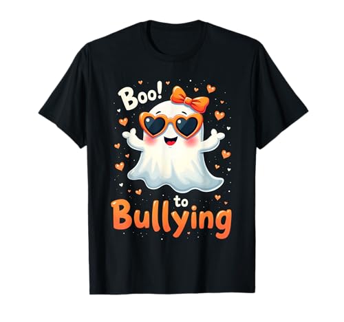 Boo To Bullying Ghost Funny Halloween Ghosts Maglietta