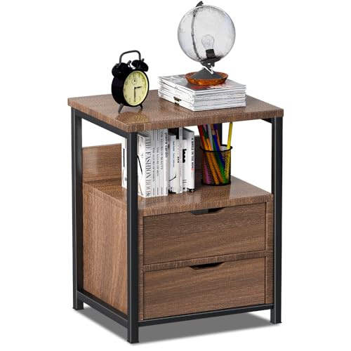 La Mejor Recopilación de Buro Madera al mejor precio. 41 FBXGT Mesita de Noche con 2 Cajones, Mesa de Noche, Minimalista Mesa para Recamara, Mesa Auxiliar, Buró de Cama Adecuada para Dormitorio, Sala de Estar, Estudio (Roble Silvestre)