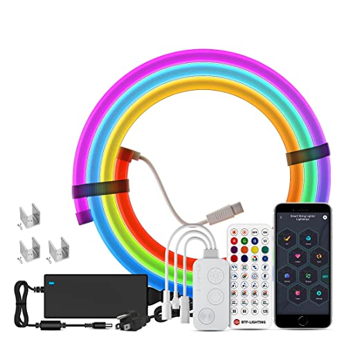 Sezo Ws2811 Led Neon Lights 6.6Ft/2M 84Leds/M Waterproof Addressable Strip Dream Color Silicone Rope Lights For Gaming Indoor Outdoor Decor With Bluetooth Controller, 24V Power Supply #TOP2