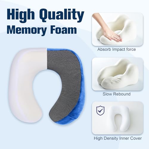 Image of Cirorld Neck Pillow for Traveling, Travel Pillows for Airplanes,100% Pure Memory Foam Travel Neck Pillow, Adjustable Flight Pillow, Portable Plane Accessories with Eye Mask, Earplugs, Carry Bag