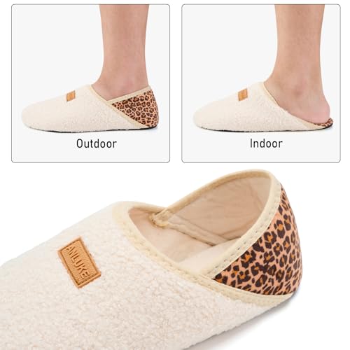 Image of ANLUKE Slipper for Women Men Slipper Socks Fuzzy House Shoes Rubber Sole Slip On Soft-Lightweight Non Slip Indoor /Outdoor