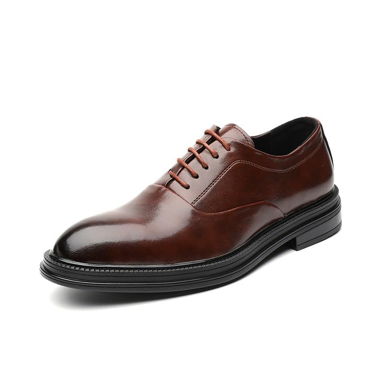 Italian Luxury Mens Classic Brogue Oxford Dress Shoes Genuine Leather Pointed Toe Lace Up Business Wedding Formal Non