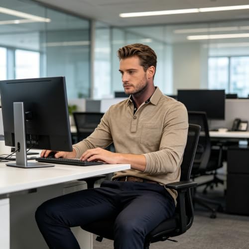Camiseta polo para hombre de manga larga Qekoma, casual con botones, cuello cerrado, tejido suave de algodón, estilo clásico y básico, para trabajo y moda, color liso, ideal como regalo miniatura 3