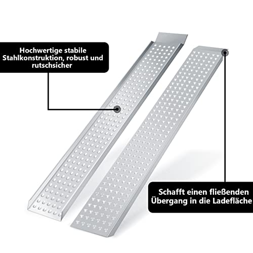 Jopassy Auffahrrampe, 2X Verladerampe, Antirutsch, Auto PKW Laderampe, verzinkter Stahl, bis zu 200 Kg / Stück Traglast… – Bild 6