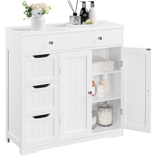 Topeakmart Bathroom Free-Standing Floor Cabinet, Practical Storage Cabinet with 4