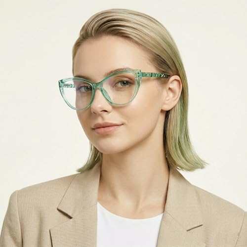 Image of Blue Light Blocking Cat Eye Glasses for Women Transparent Frame Anti UV Protection Zero Power Computer Glasses Lightweight Optical Frame