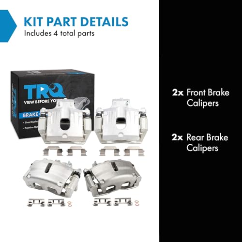 Image of TRQ Front and Rear Brake Caliper Set Caliper Brackets Hardware Compatible with 2008-2016 Buick Enclave 2009-2017 Chevrolet Traverse 2007-2016 GMC Acadia 2007-2010 Saturn Outlook