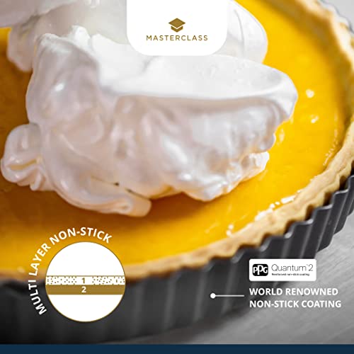 Masterclass 23 Cm Loose Bottomed Tart Tin With Pfoa Free Non Stick, Robust 1 Mm Thick Carbon Steel, 9 Inch Fluted Round Quiche Pan #TOP4