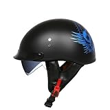 SDKUing Mopedhelm, Oldtimer Jet-Helm Roller-Helm Motorrad-Helm Mofa Roller Chopper Bobber Retro Cruiser Oldtimer Pilot Bikerhelm · Visier · DOT Zertifiziert