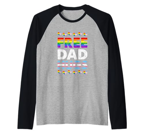Free Dad Hugs Rainbow Lgbtq Gay Pride Month Proud Ally Raglan Baseball Tee