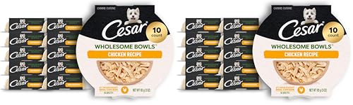 Image of Cesar Wholesome Bowls Adult Wet Dog Food,Chicken,Recipe,Wet Food for Dogs,3 Oz. Bowls,10 Count (Pack of 2)