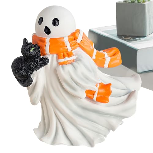 Figurine de chat fantôme en résine Generico pour décoration d'Halloween