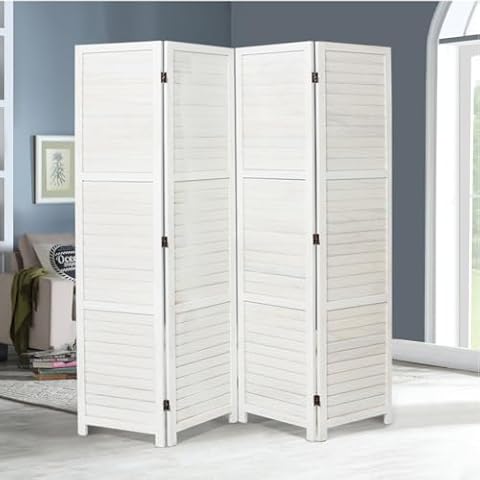 INMOZATA Wooden Folding Room Divider Screen Cover