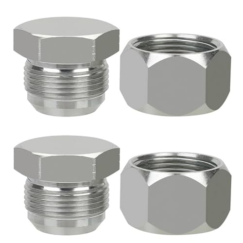 JIC 16 Hydraulic Cap and Plug Hose Tube and Pipe Fitting Kit, 37 Degree Pipe Fitting Kit Cap and Plug Kit(2 Sets）