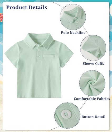Image of Volunboy Baby Boy Summer Clothes Short Sleeve Polo Shirts Shorts Set Pique Beach Outfits