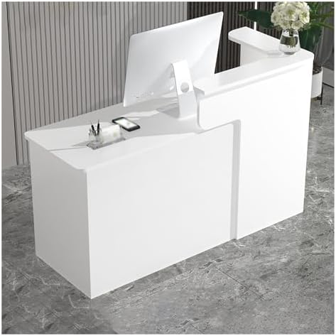 Modern Reception Counter Desk with Lockable Drawers - Large Checkout Table for Lobby, Beauty Salon & Retail Store - Stylish Front Counter for Office & Reception Room