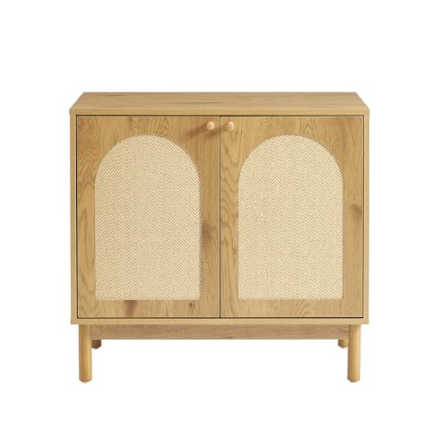 Credenza BAAMA effetto rovere e cannage rattan
