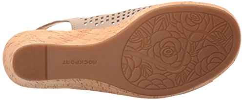 Rockport Women's Briah Perf Sling Wedge Sandal, Taupe Leather, 7 M Us #TOP3