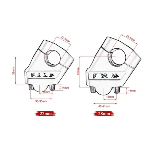 Riser de guidon moto 22mm et 28mm avec pinces de fixation noires pour rehaussement de motocross - 7
