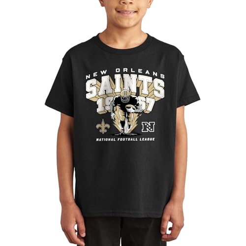 Junk Food NFL - New Orleans Saints - Halfback Blast - Officially Licensed Youth Short Sleeve Fan Tee for Boys and Girls