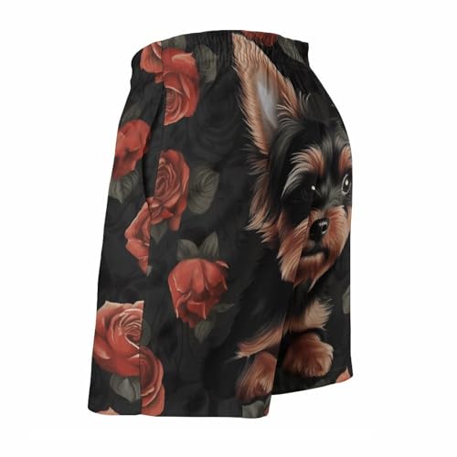 Mens Swim Trunks Yorkie Puppy Swim Shorts Quick Dry Beach Shorts with Mesh Liner and Pocket4