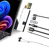 Surface Pro 12 2025 ハブ、Surface Pro 12 ドック 4k Hdmi 変換 アダプタ、USB-C Thunerbolt 4（8 Kビデオ+40Gbps データ+100 W PD）、2つのUSB 3.0、SD/TFカードスロット、3.5 mmオーディオポート、1RJ45 イーサネット、サーフェス Pro 12 ハブ