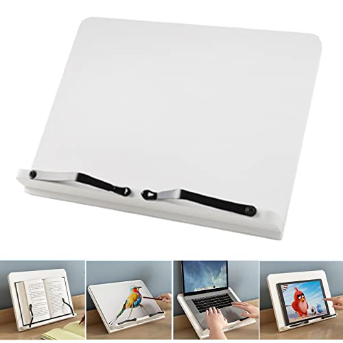 Adjustable Book Stand White Cookbook Stand Recipe Holders Hold Laptop Tablets Ipad Textbook Magazine For Reading, Watching, Cooking, Drawing, And More(15.35" X 11.0") #TOP9